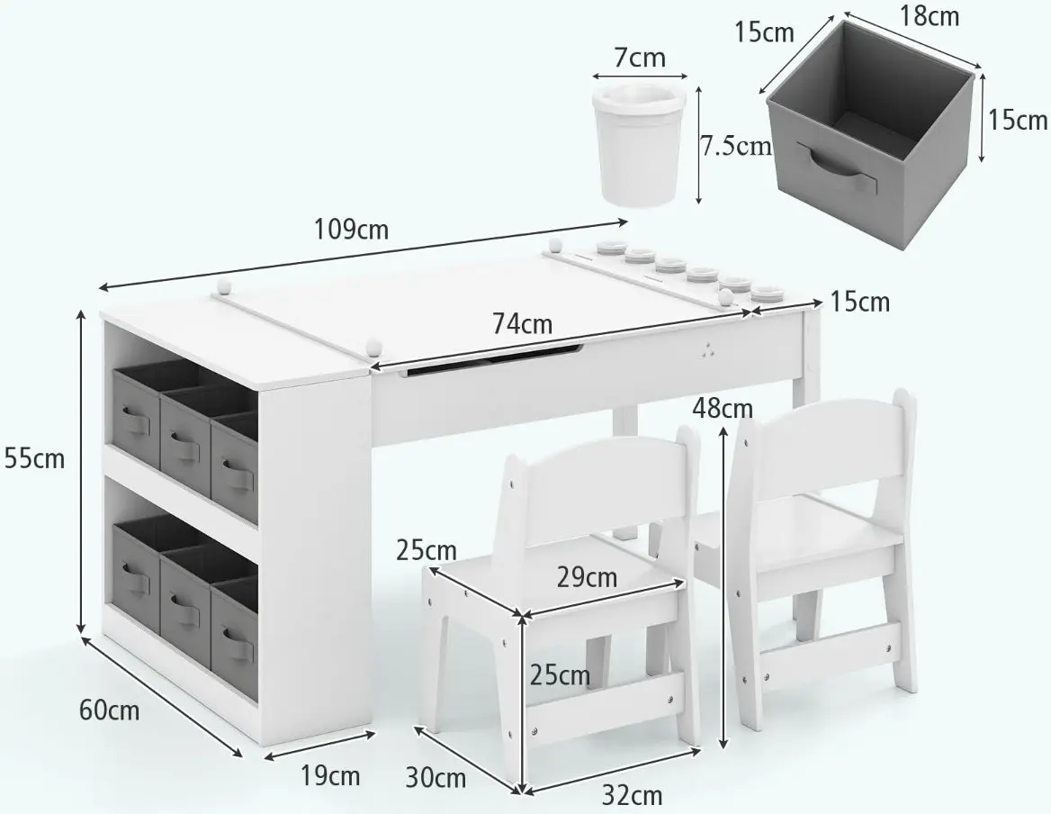 Set masa + 2 scaune Costway HY10447WH (White) - 6