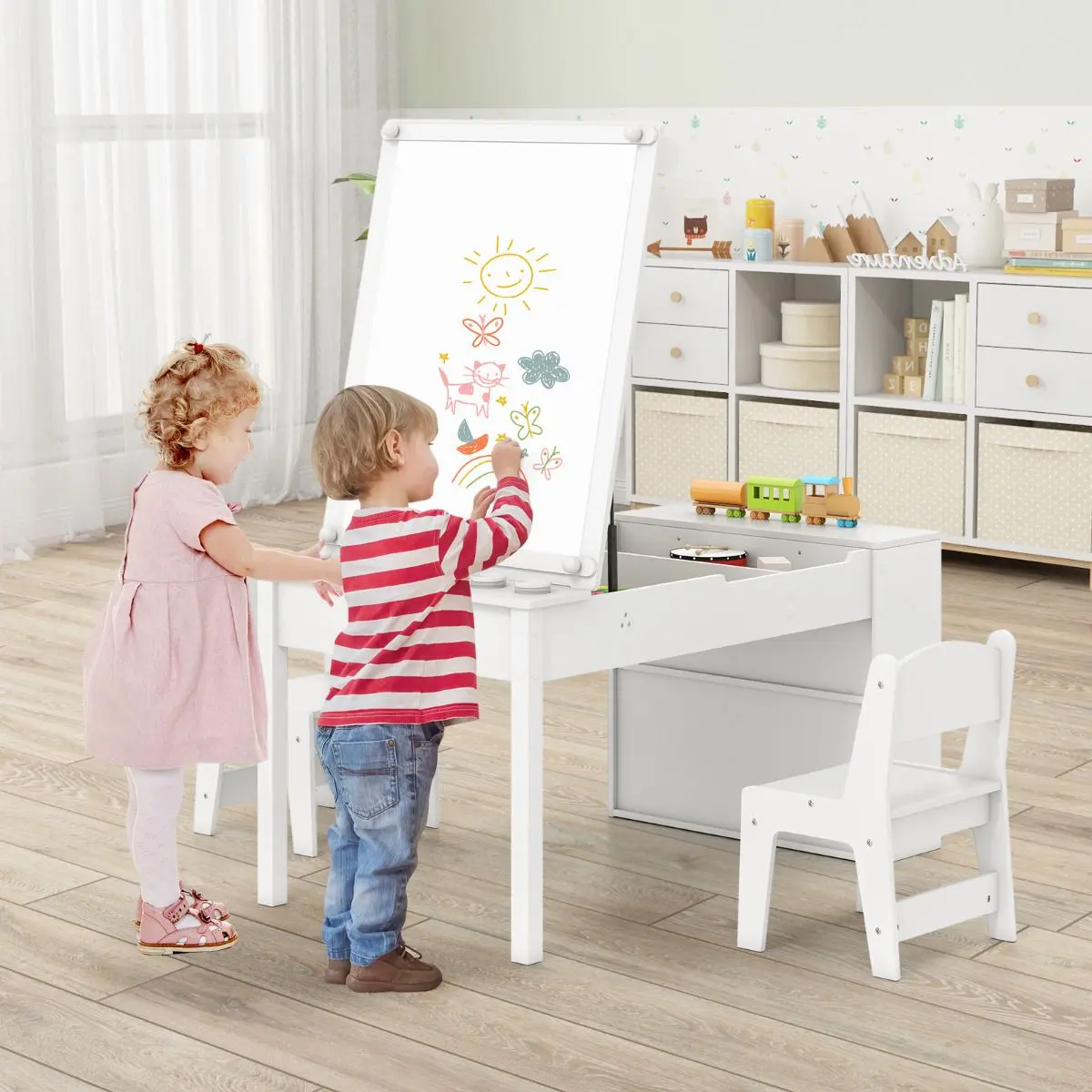 Set masa + 2 scaune Costway HY10447WH (White) - 7