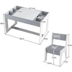 Set masa + 2 scaune Costway HY10473HB (Grey/White) Thumb