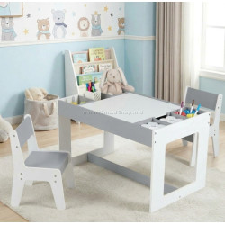 Set masa + 2 scaune Costway HY10473HB (Grey/White)
