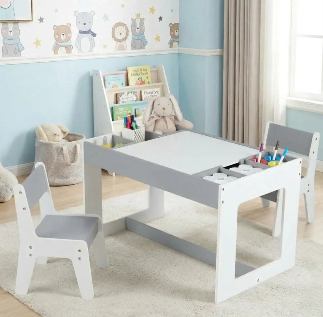 Set masa + 2 scaune Costway HY10473HB (Grey/White)