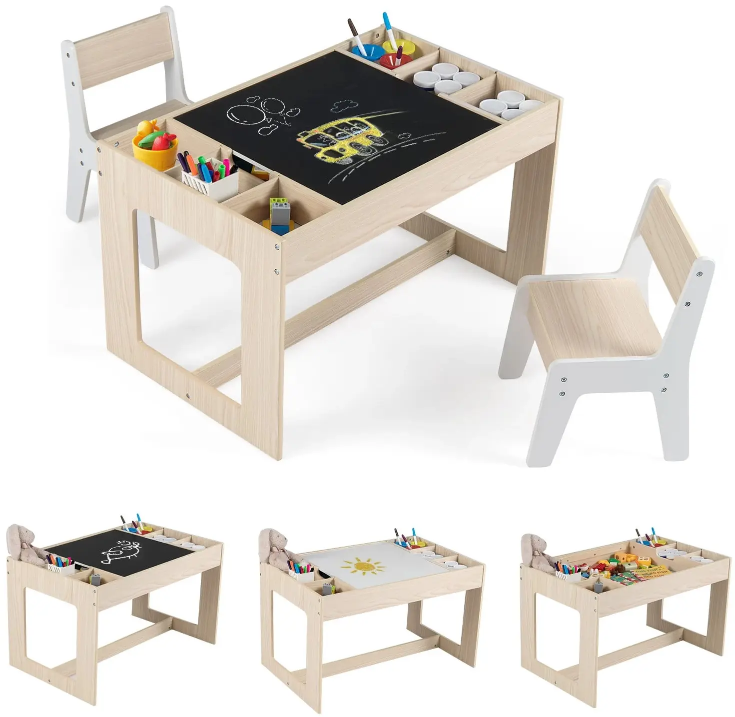 Set masa + 2 scaune Costway HY10473NA (Natural/White) - 2