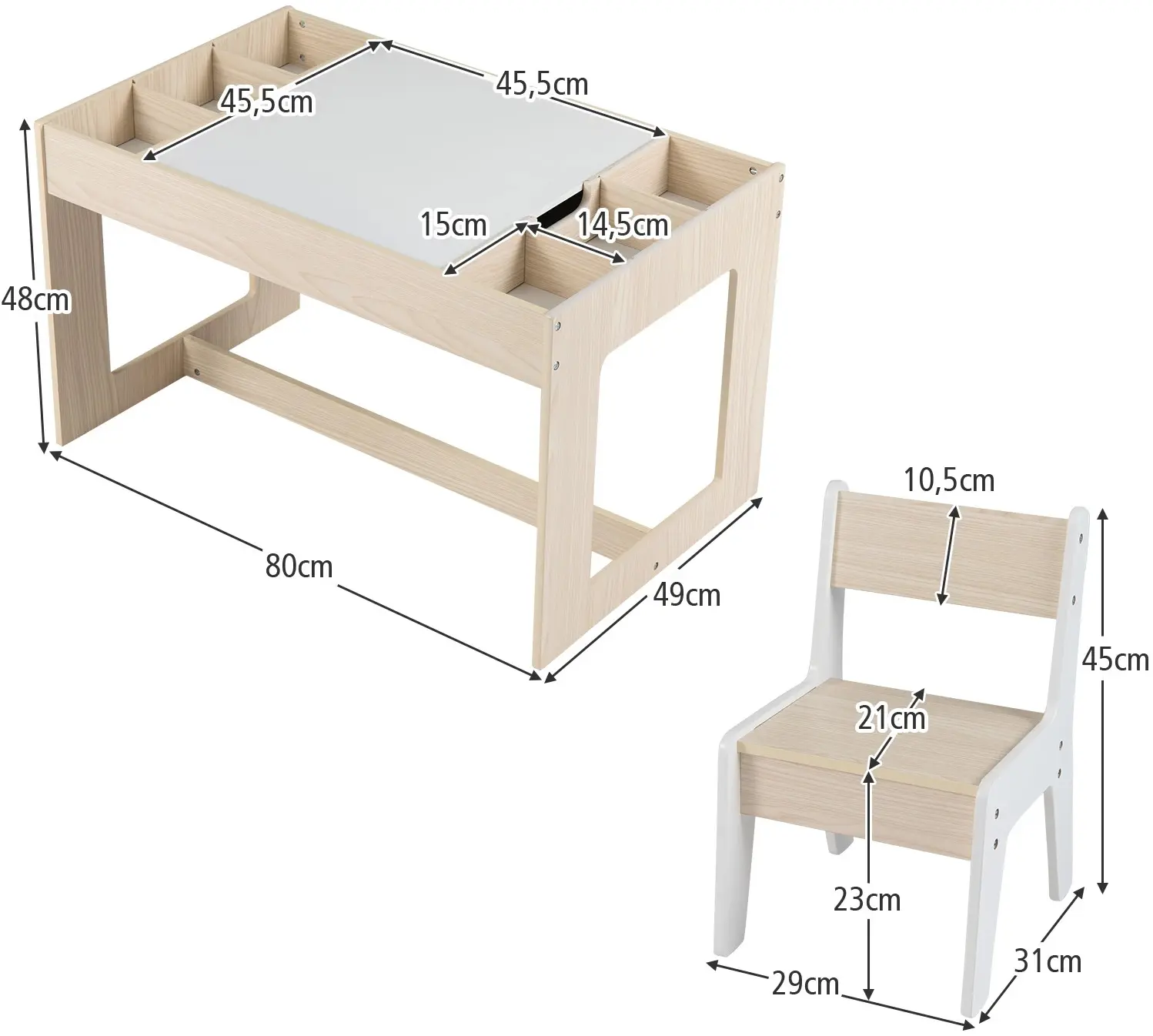 Set masa + 2 scaune Costway HY10473NA (Natural/White) - 3
