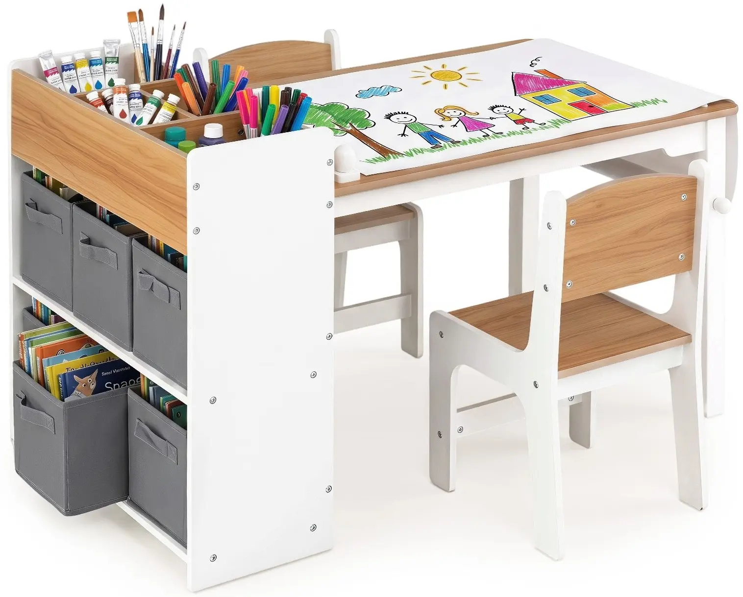Set masa + 2 scaune Costway HY10485NA (Natural/White) - 3