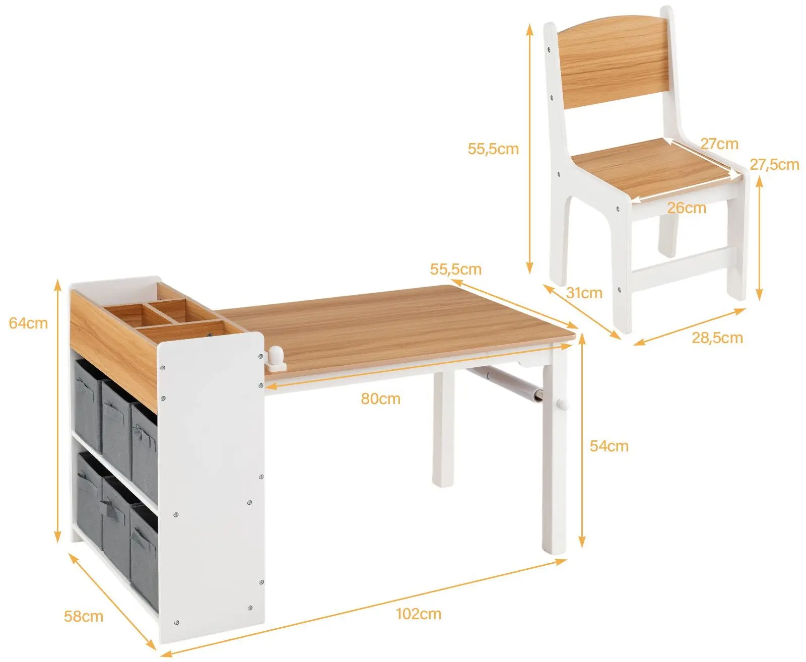 Set masa + 2 scaune Costway HY10485NA (Natural/White) - 4