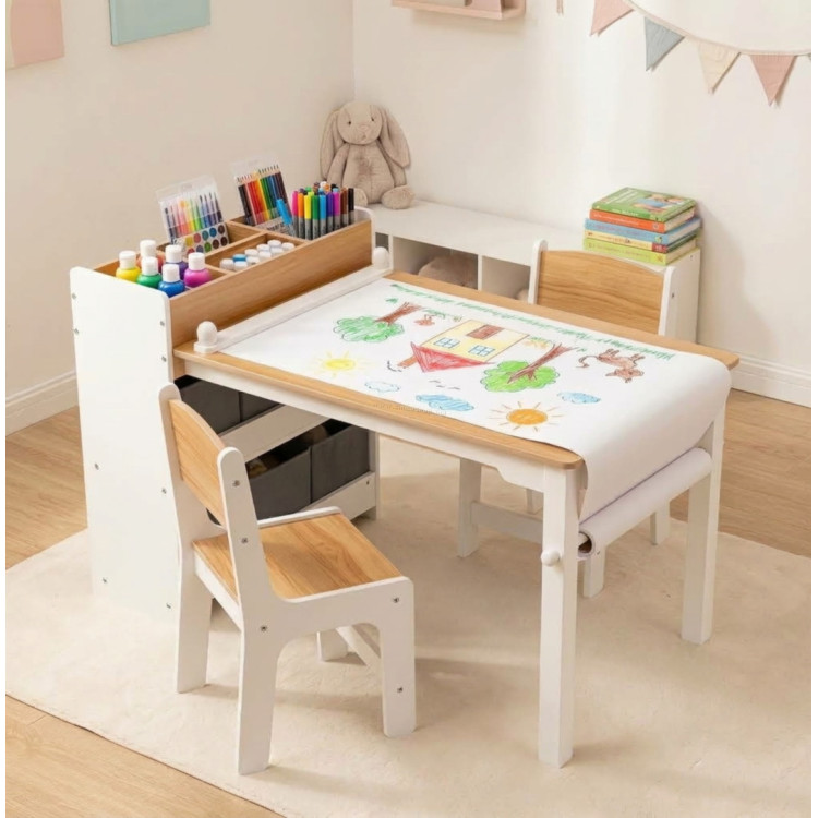 Набор стол + 2 стульчика Costway HY10485NA (Natural/White)