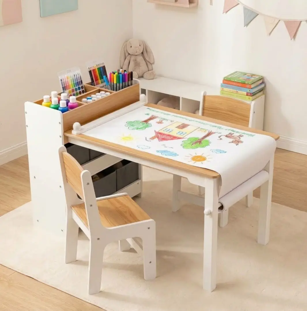 Set masa + 2 scaune Costway HY10485NA (Natural/White)
