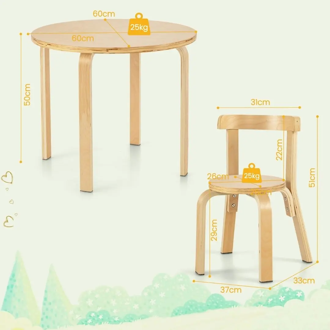 Set masa + 4 scaune Costway HY10044YM (Natural)