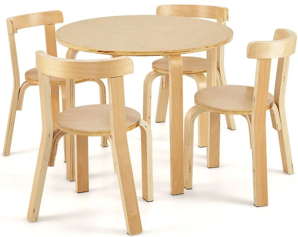 Set masa + 4 scaune Costway HY10044YM (Natural)