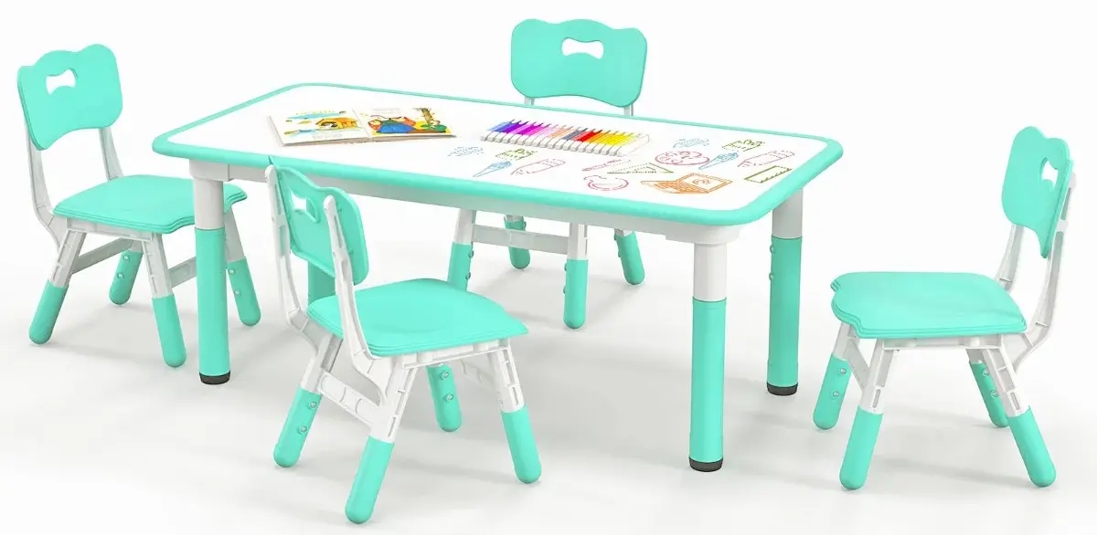 Set masa + 4 scaune Costway HY10179GN (Green/White)