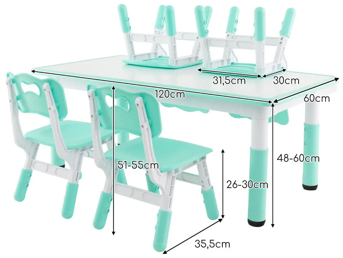Set masa + 4 scaune Costway HY10179GN (Green/White)
