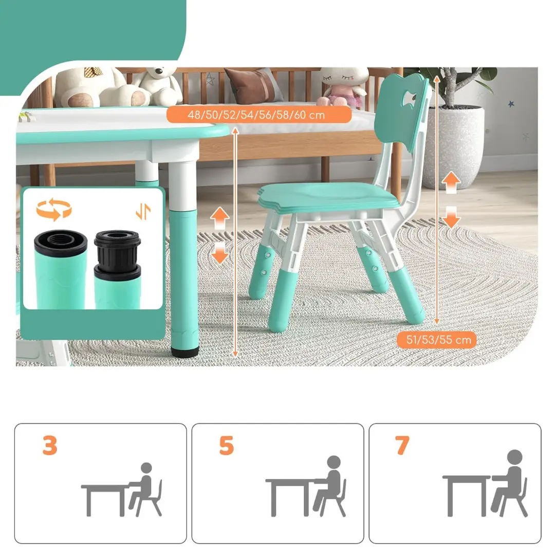 Set masa + 4 scaune Costway HY10179GN (Green/White)