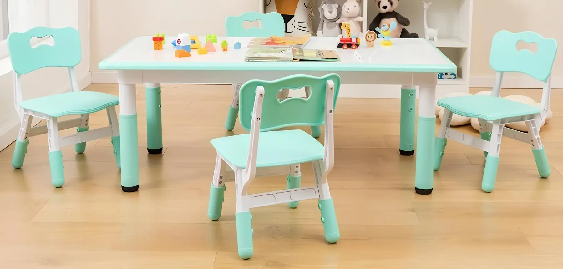 Set masa + 4 scaune Costway HY10179GN (Green/White)