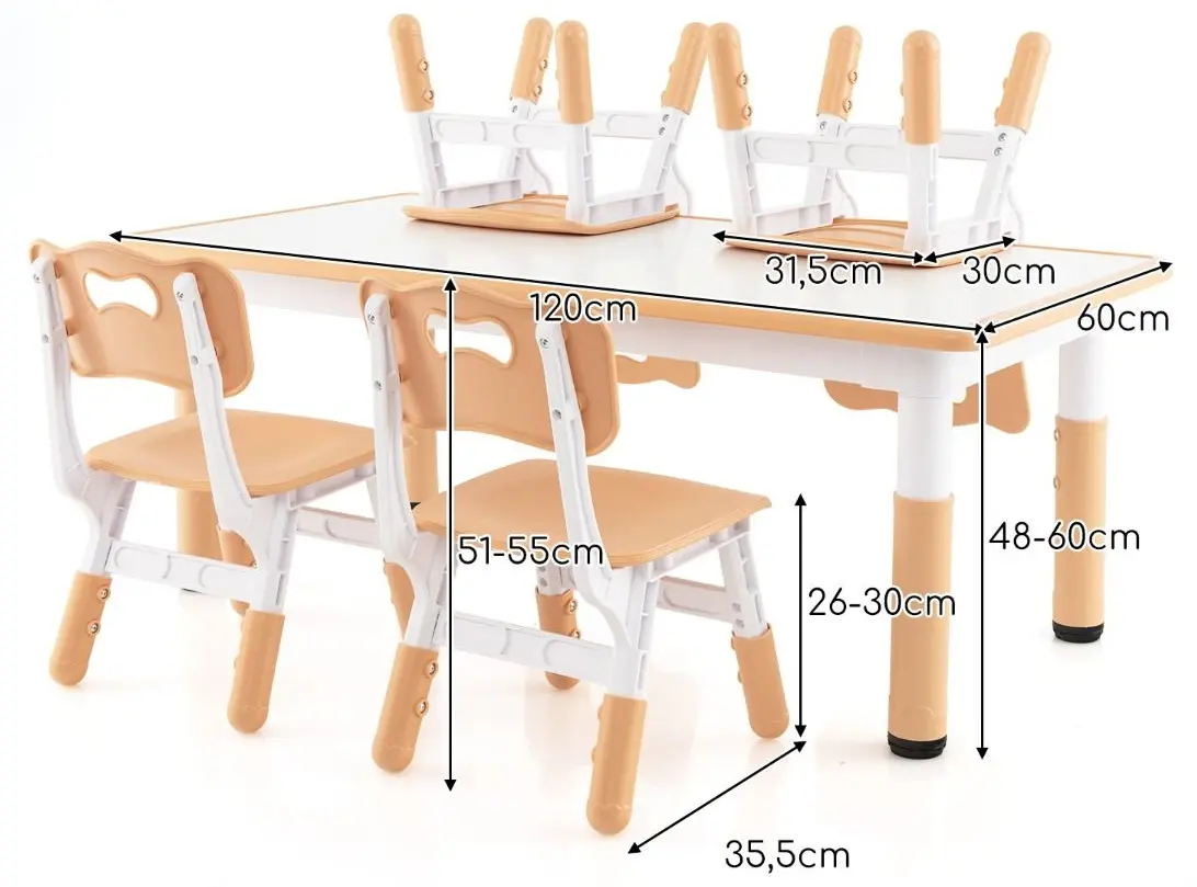 Набор стол + 4 стульчика Costway HY10179NA (Natural/White)
