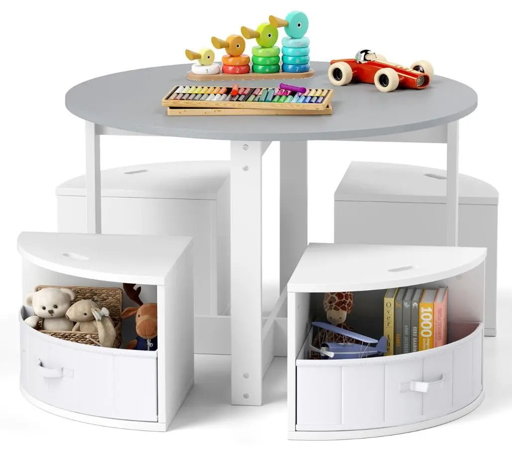 Set masa + 4 scaune Costway HY10311GR (Grey/White)