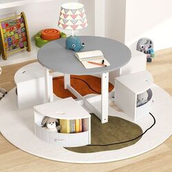 Set masa + 4 scaune Costway HY10311GR (Grey/White) Thumb