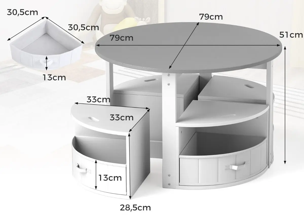 Set masa + 4 scaune Costway HY10311GR (Grey/White)