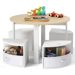 Set masa + 4 scaune Costway HY10311NA (Natural/White) Thumb