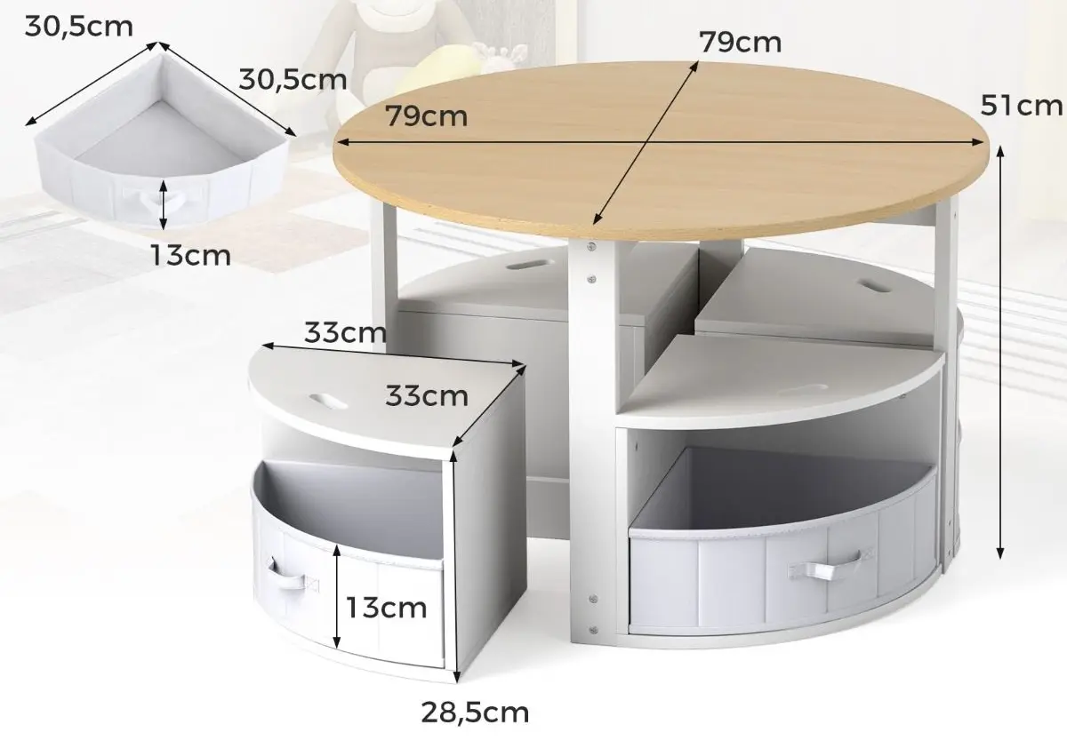Set masa + 4 scaune Costway HY10311NA (Natural/White)