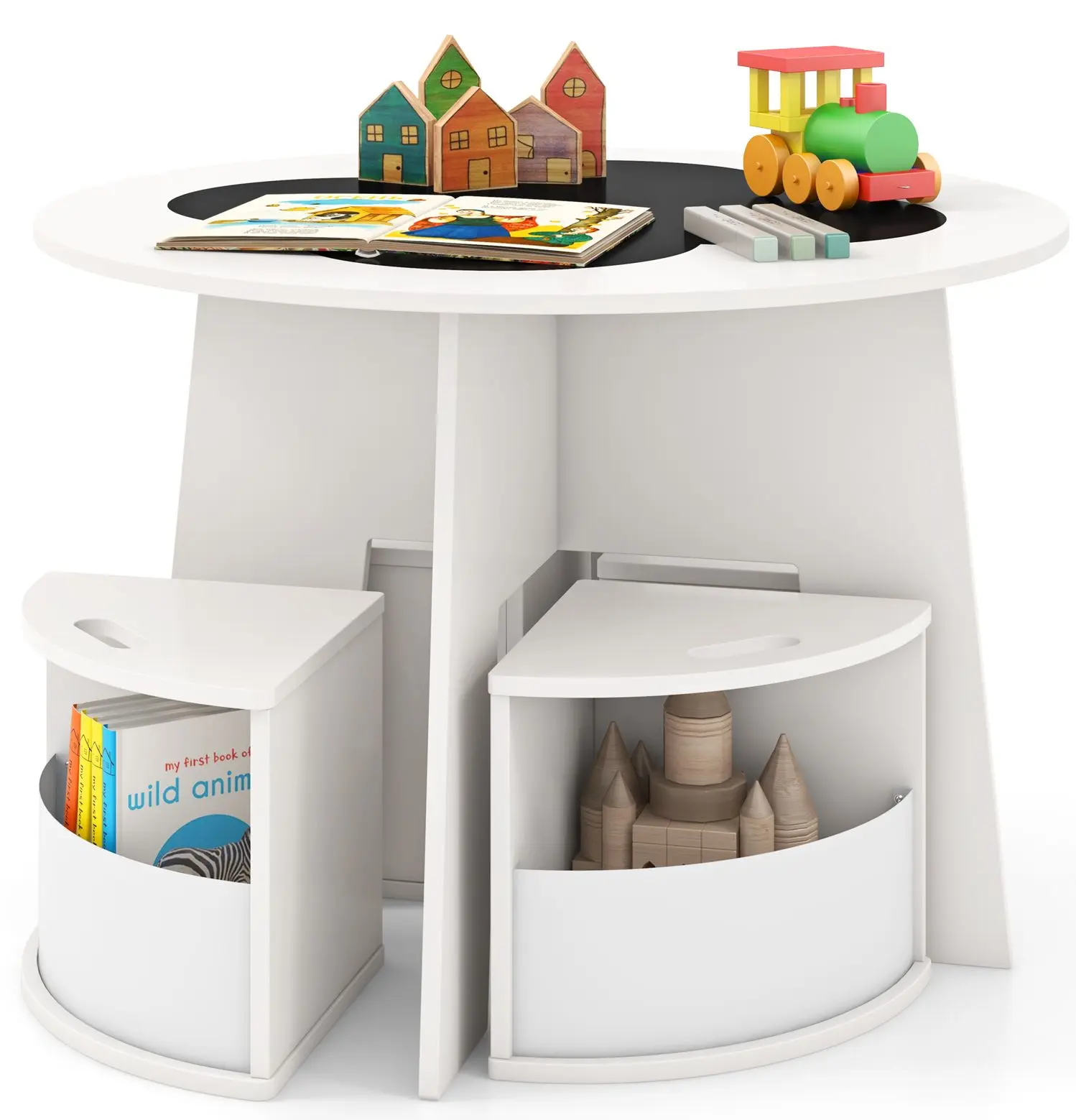 Набор стол + 4 стульчика Costway HY10324WH (White)