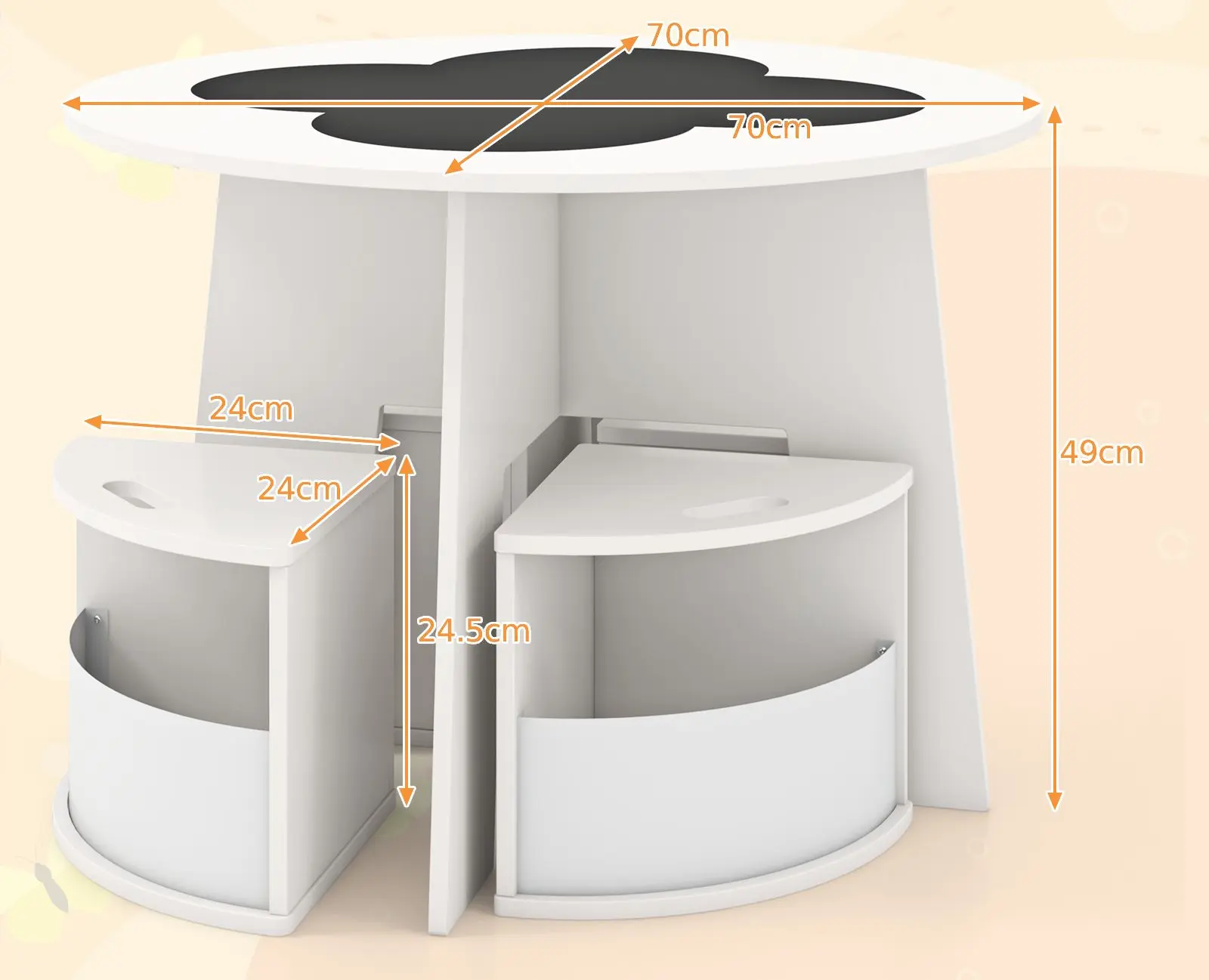 Набор стол + 4 стульчика Costway HY10324WH (White)