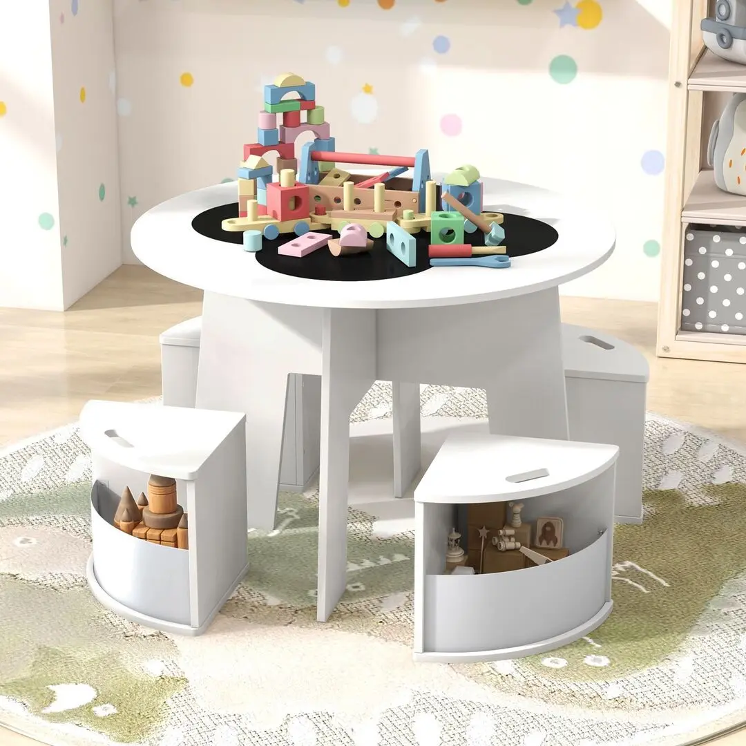 Набор стол + 4 стульчика Costway HY10324WH (White)