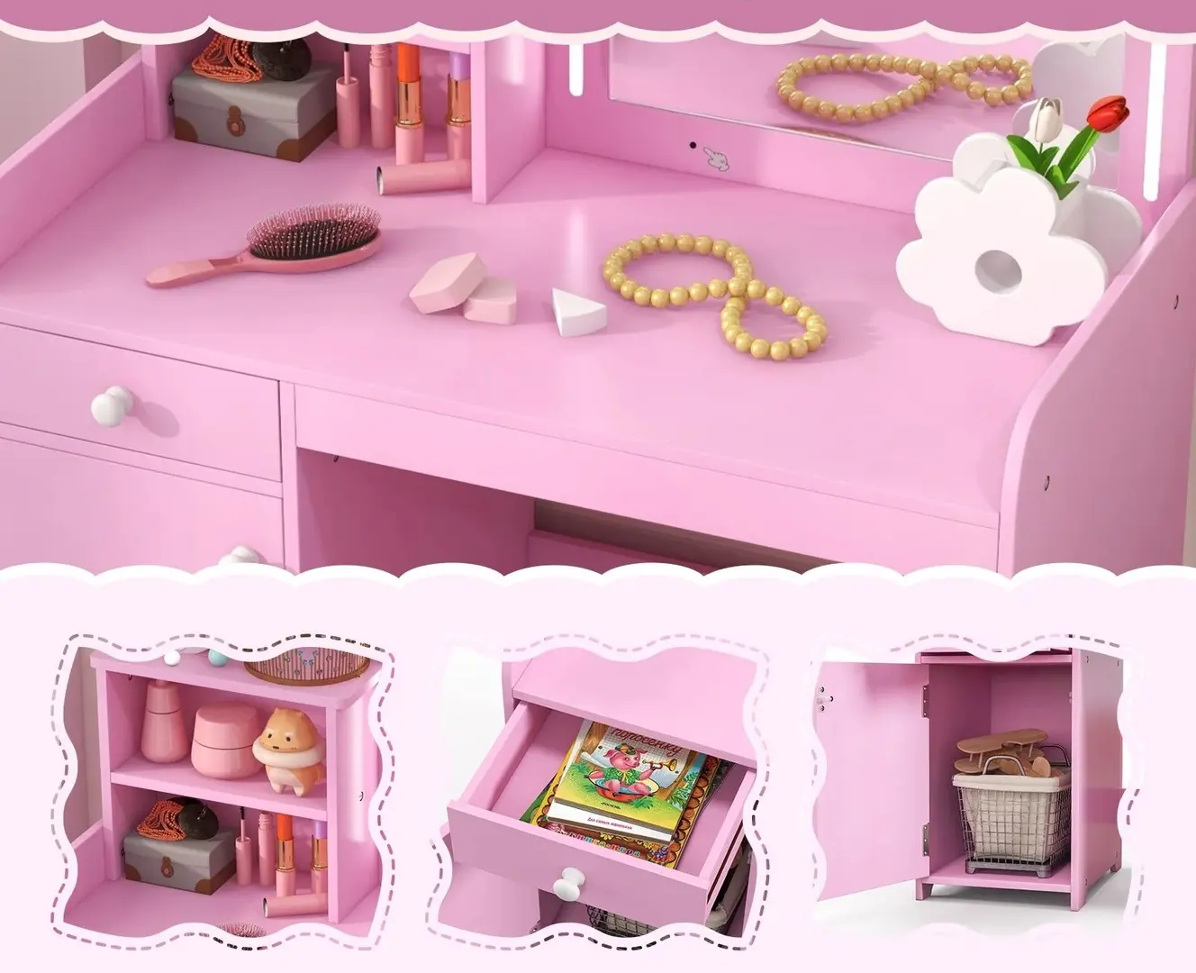 Set masa+scaun Costway HY10160PI (Pink)