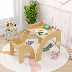 Набор стол + стульчик Costway HY10352NA (Natural)