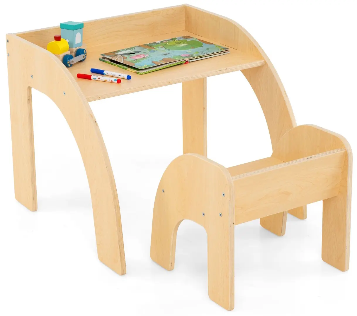 Набор стол + стульчик Costway HY10352NA (Natural)