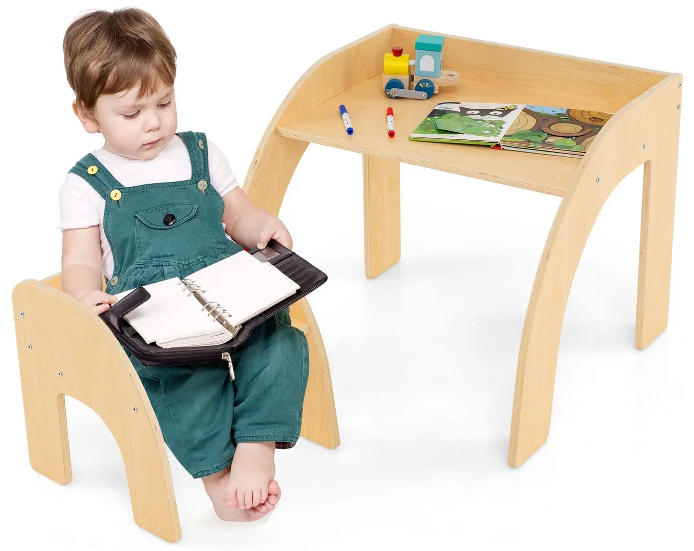 Набор стол + стульчик Costway HY10352NA (Natural)