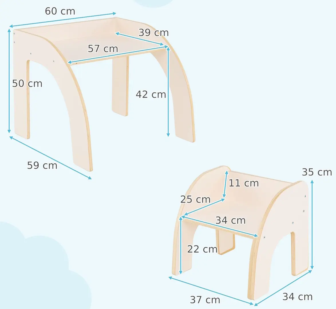 Set masa + scaun Costway HY10352WH (White)