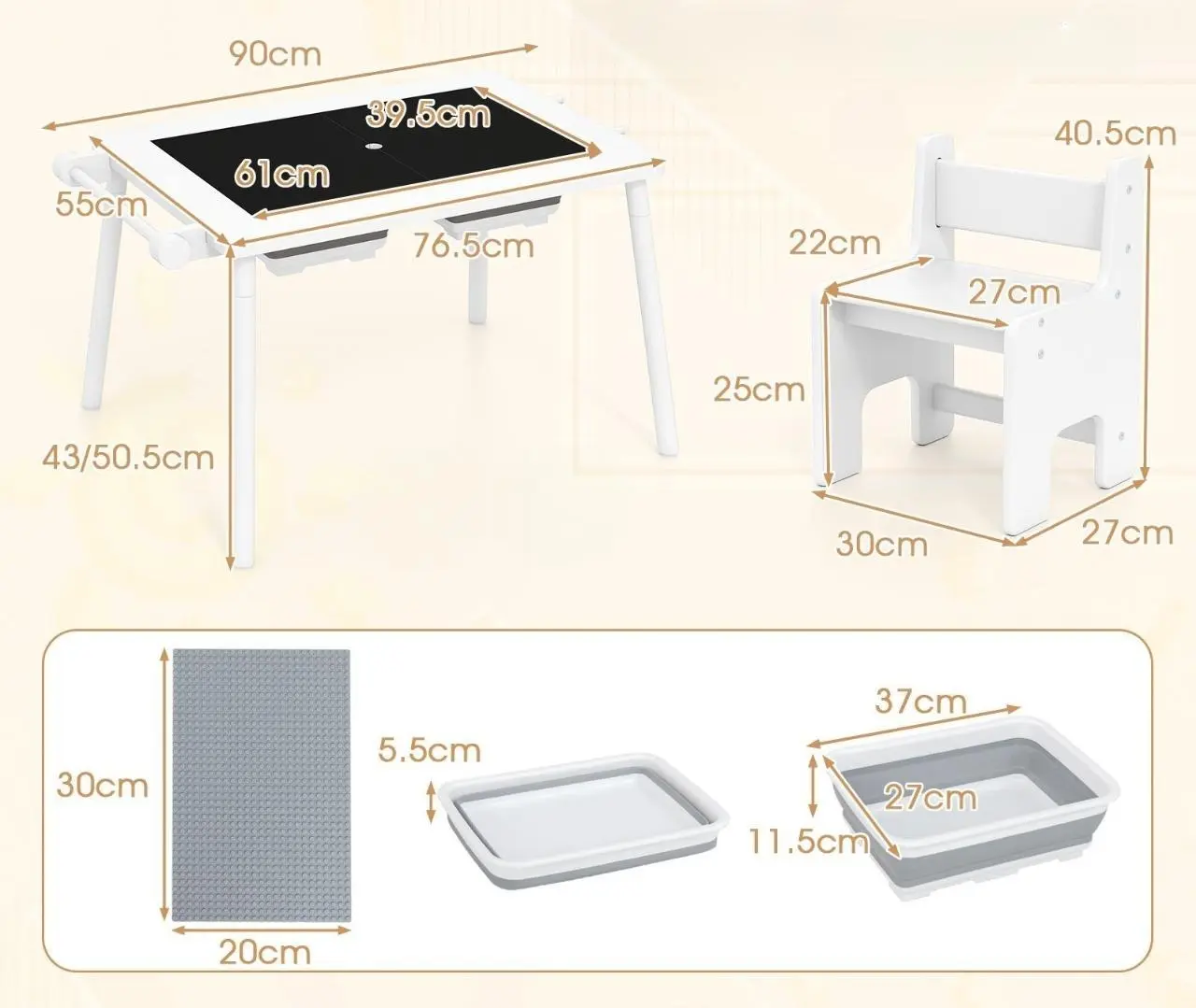 Set masa + scaun Costway TP10245NA (White) - 6