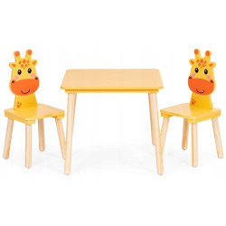 Set masa + 2 scaune Ecotoys 6162 (Yellow/Natural) Thumb