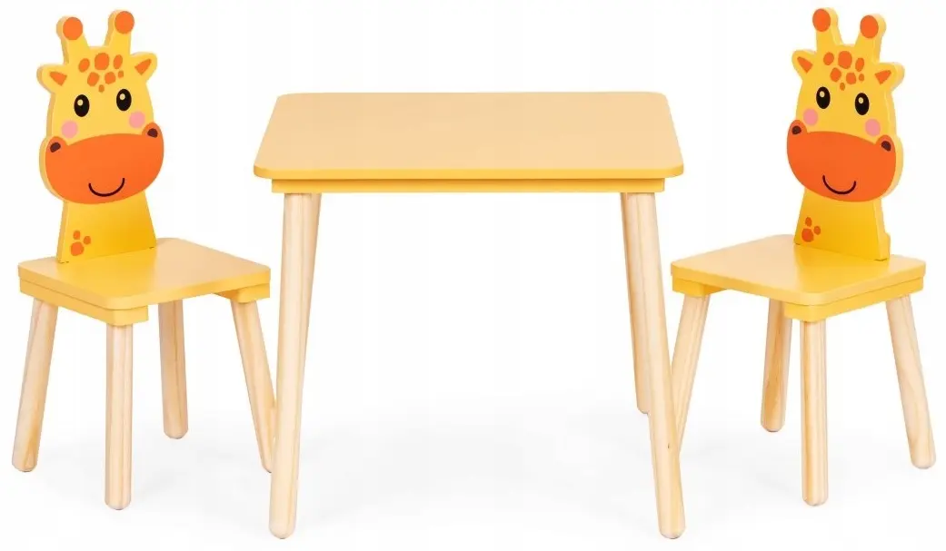 Set masa + 2 scaune Ecotoys 6162 (Yellow/Natural) - 2