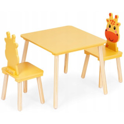 Set masa + 2 scaune Ecotoys 6162 (Yellow/Natural) Thumb