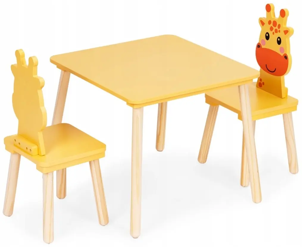 Set masa + 2 scaune Ecotoys 6162 (Yellow/Natural) - 3