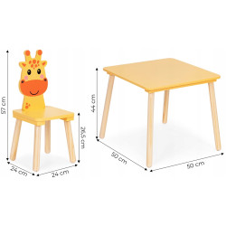 Set masa + 2 scaune Ecotoys 6162 (Yellow/Natural) Thumb