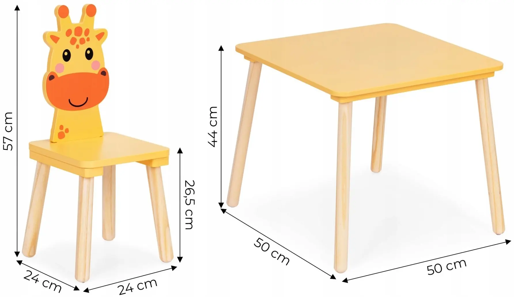 Set masa + 2 scaune Ecotoys 6162 (Yellow/Natural) - 6