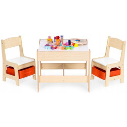Set masa + 2 scaune Ecotoys ZKC-1C (Natural/White) Thumb