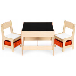 Set masa + 2 scaune Ecotoys ZKC-1C (Natural/White) Thumb