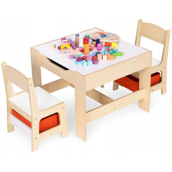 Set masa + 2 scaune Ecotoys ZKC-1C (Natural/White) Thumb
