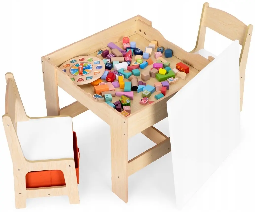 Set masa + 2 scaune Ecotoys ZKC-1C (Natural/White) - 6
