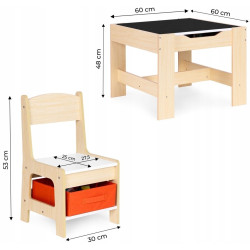 Set masa + 2 scaune Ecotoys ZKC-1C (Natural/White) Thumb