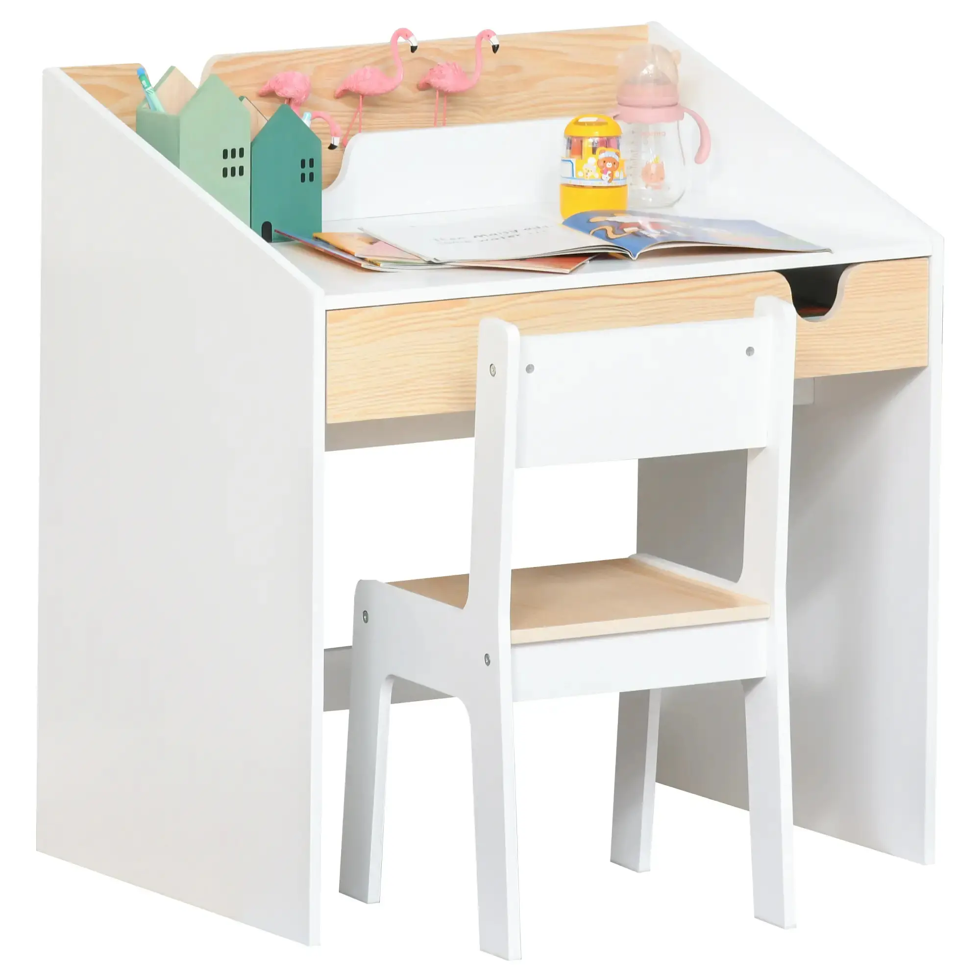 Набор парта со стулом Homcom 312-037 (White/Natural) - 2
