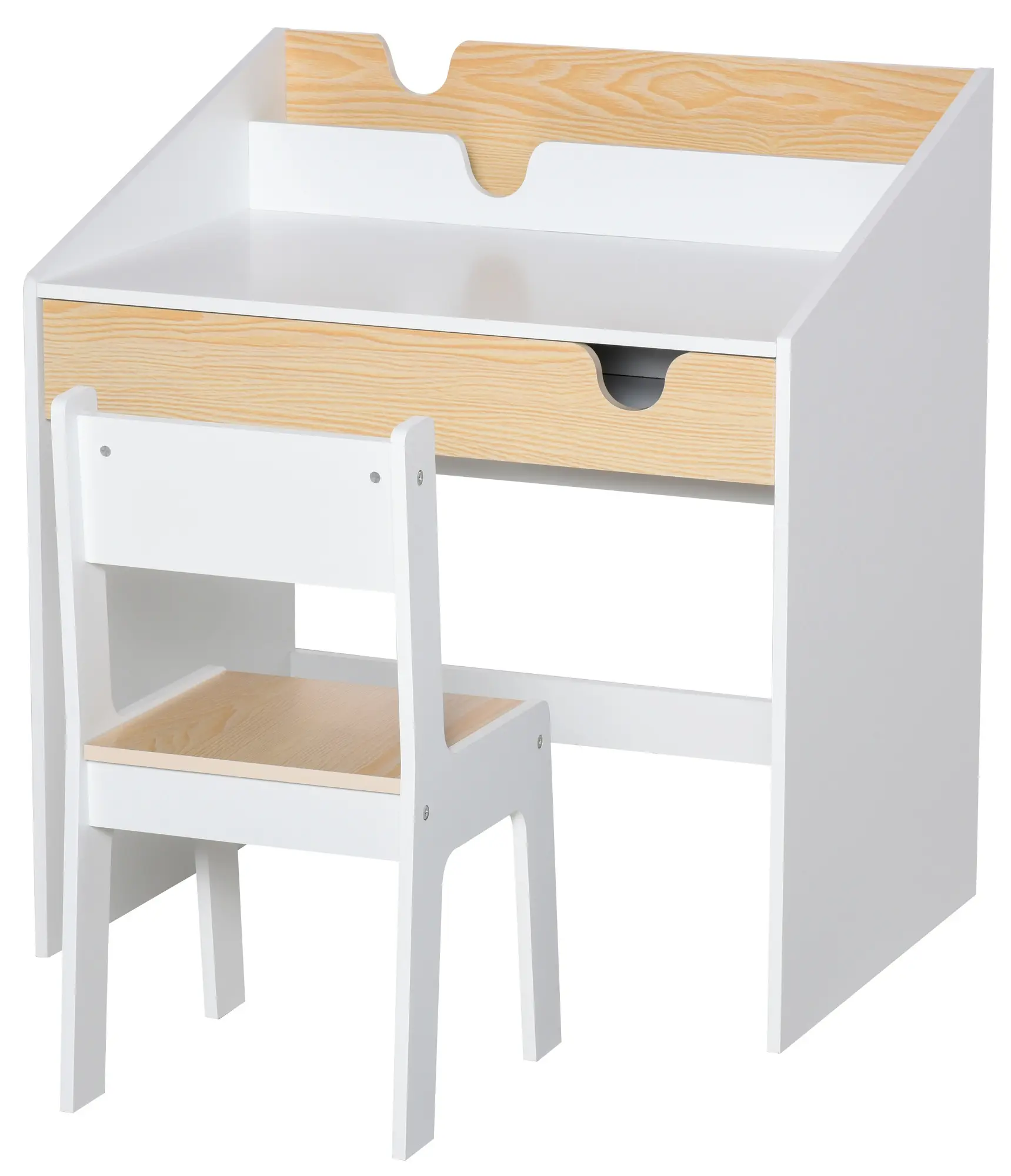 Набор парта со стулом Homcom 312-037 (White/Natural) - 3