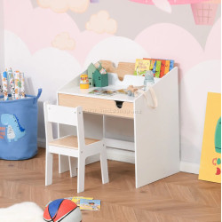 Set banca si scaun Homcom 312-037 (White/Natural)
