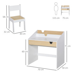 Набор парта со стулом Homcom 312-037 (White/Natural) Thumb