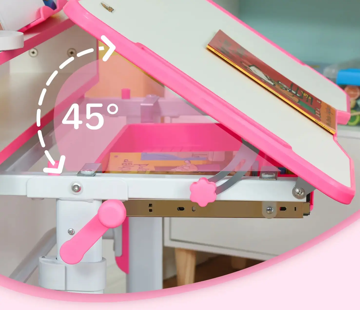 Набор парта со стулом Homcom 312-060PK (White/Pink) - 5