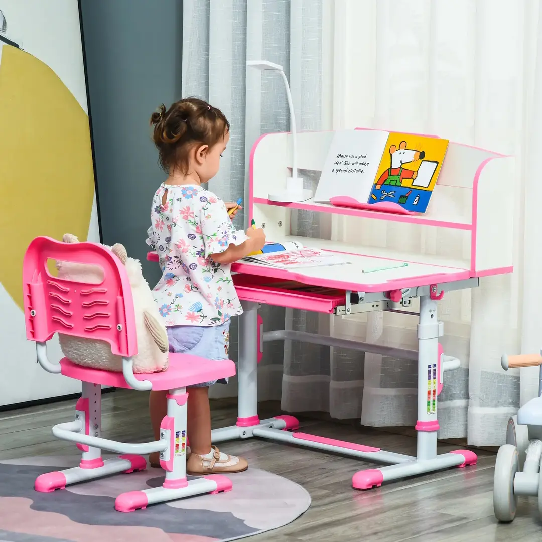 Набор парта со стулом Homcom 312-060PK (White/Pink)