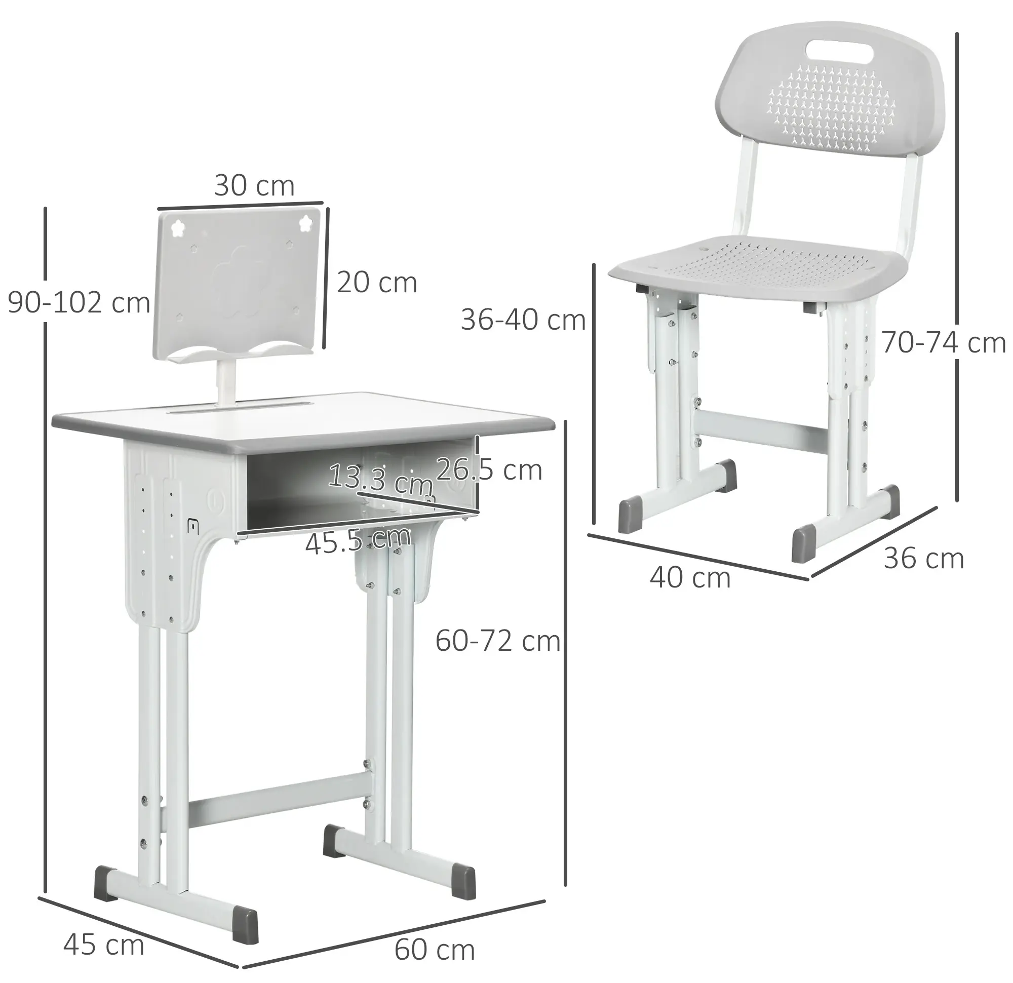 Set banca si scaun Homcom 312-061V00GY (Grey) - 3